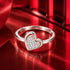 Double Layered Pave Heart Sterling Silver Ring