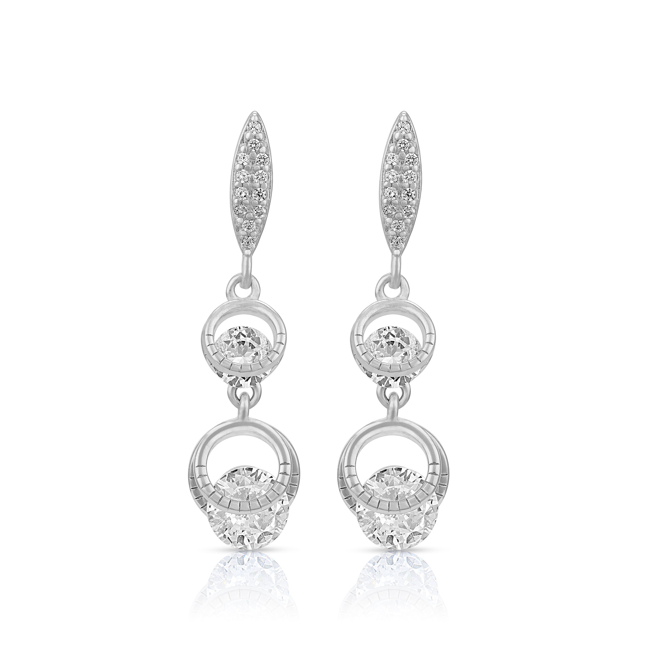 Double Radiance 925 Sterling Silver Dangle Earring for Women