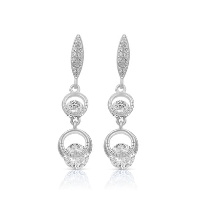 Double Radiance 925 Sterling Silver Dangle Earring for Women