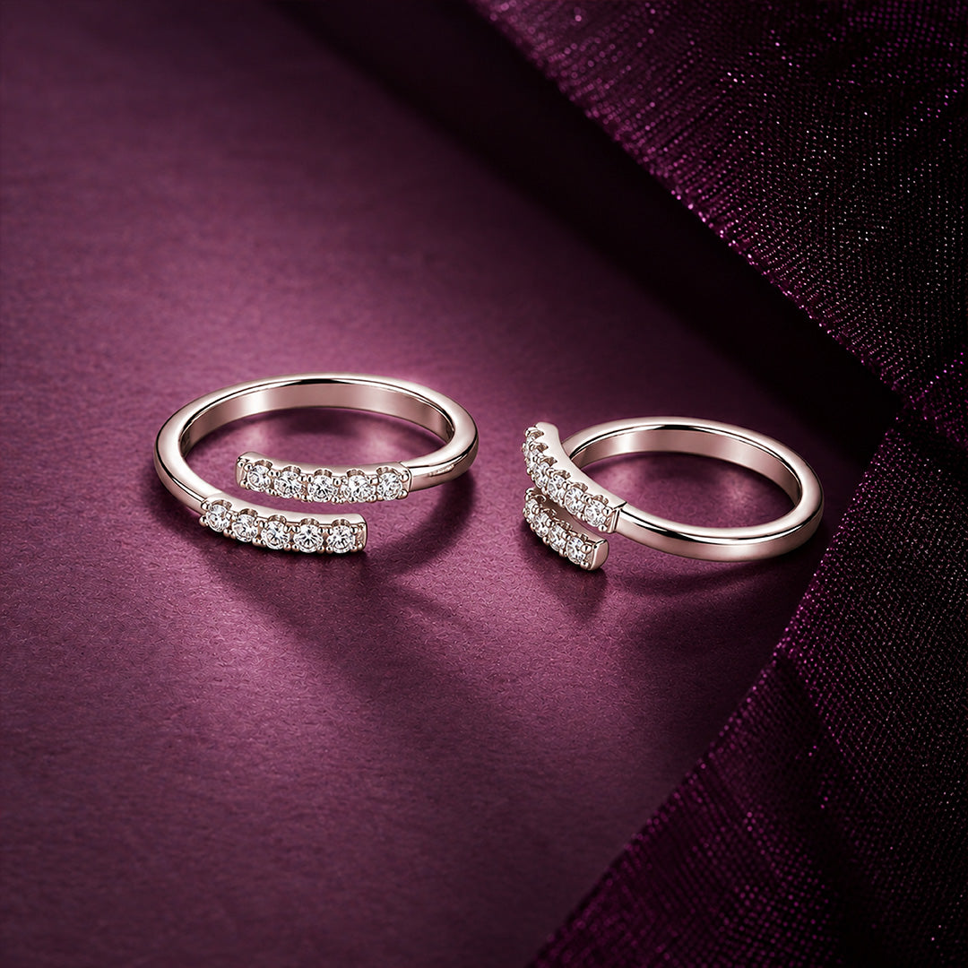 Double Row Crystal Wrap Sterling Silver Toe Ring