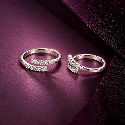 Double Row Crystal Wrap Sterling Silver Toe Ring