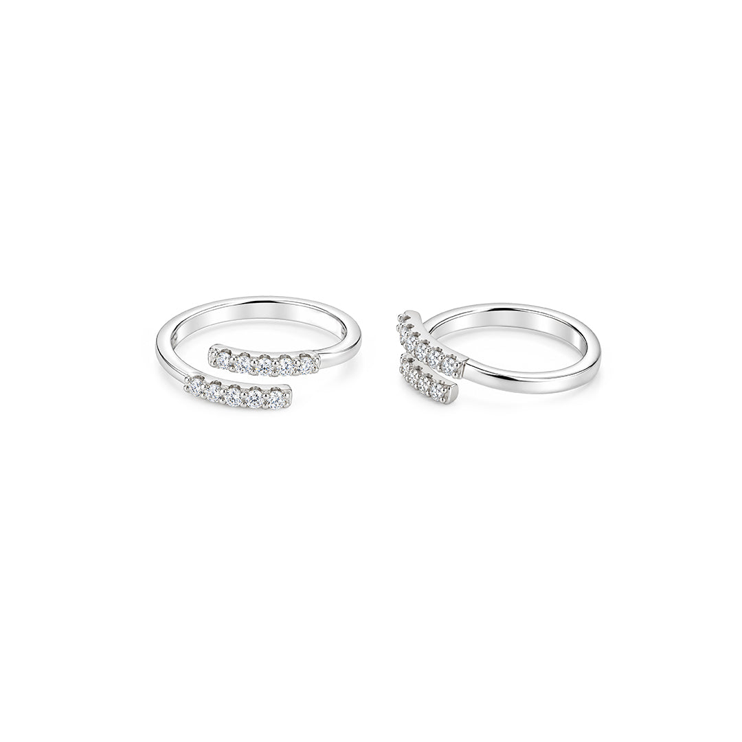 Double Row Crystal Wrap Sterling Silver Toe Ring