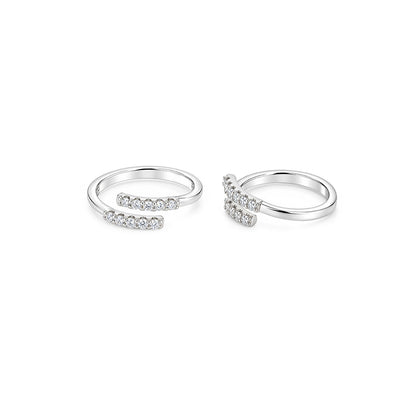Double Row Crystal Wrap Sterling Silver Toe Ring