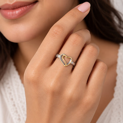 Double Sided 925 Rhodium Plated Love Heart Rings