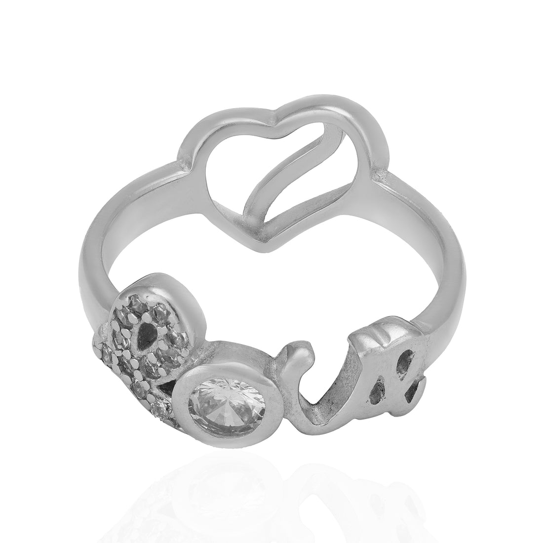 Double Sided 925 Rhodium Love Heart Rings