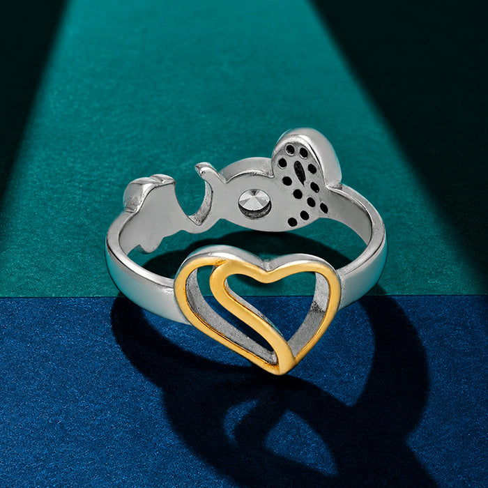 Double Sided 925 Rhodium Plated Love Heart Rings