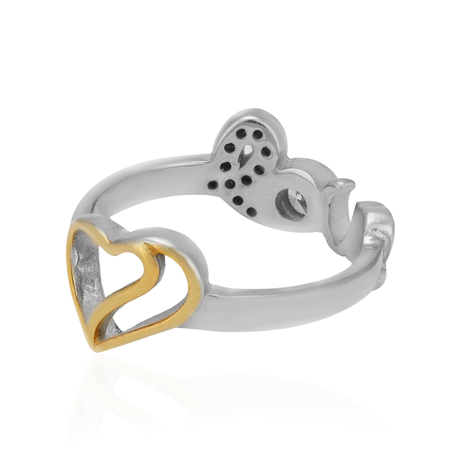 Double Sided Rhodium Love Heart Rings