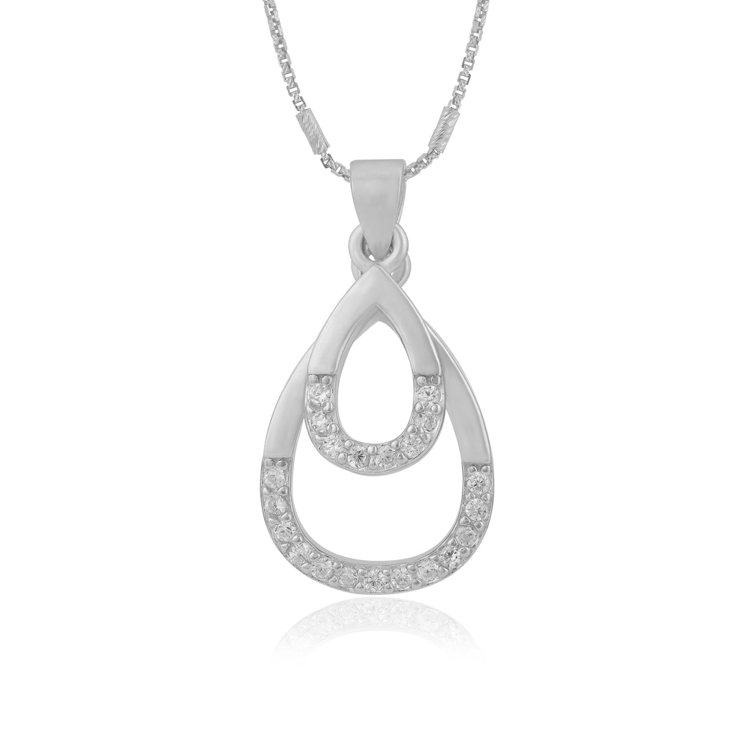 Double Teardrop Radiance 925 Sterling Silver Pendant for Women