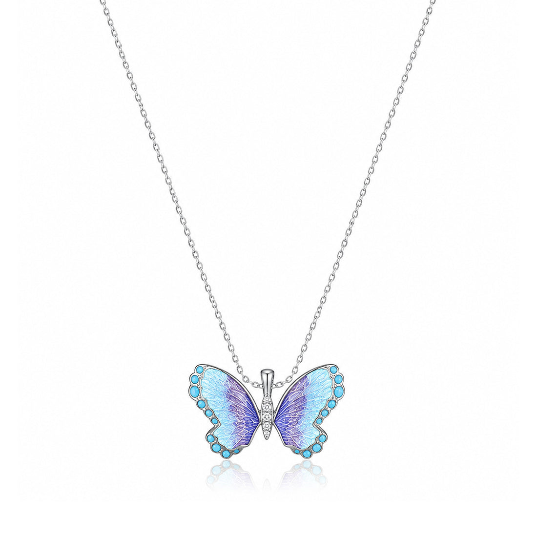 Dreamy Butterfly Lavender Wings 925 Sterling Silver Chain Pendant for Women