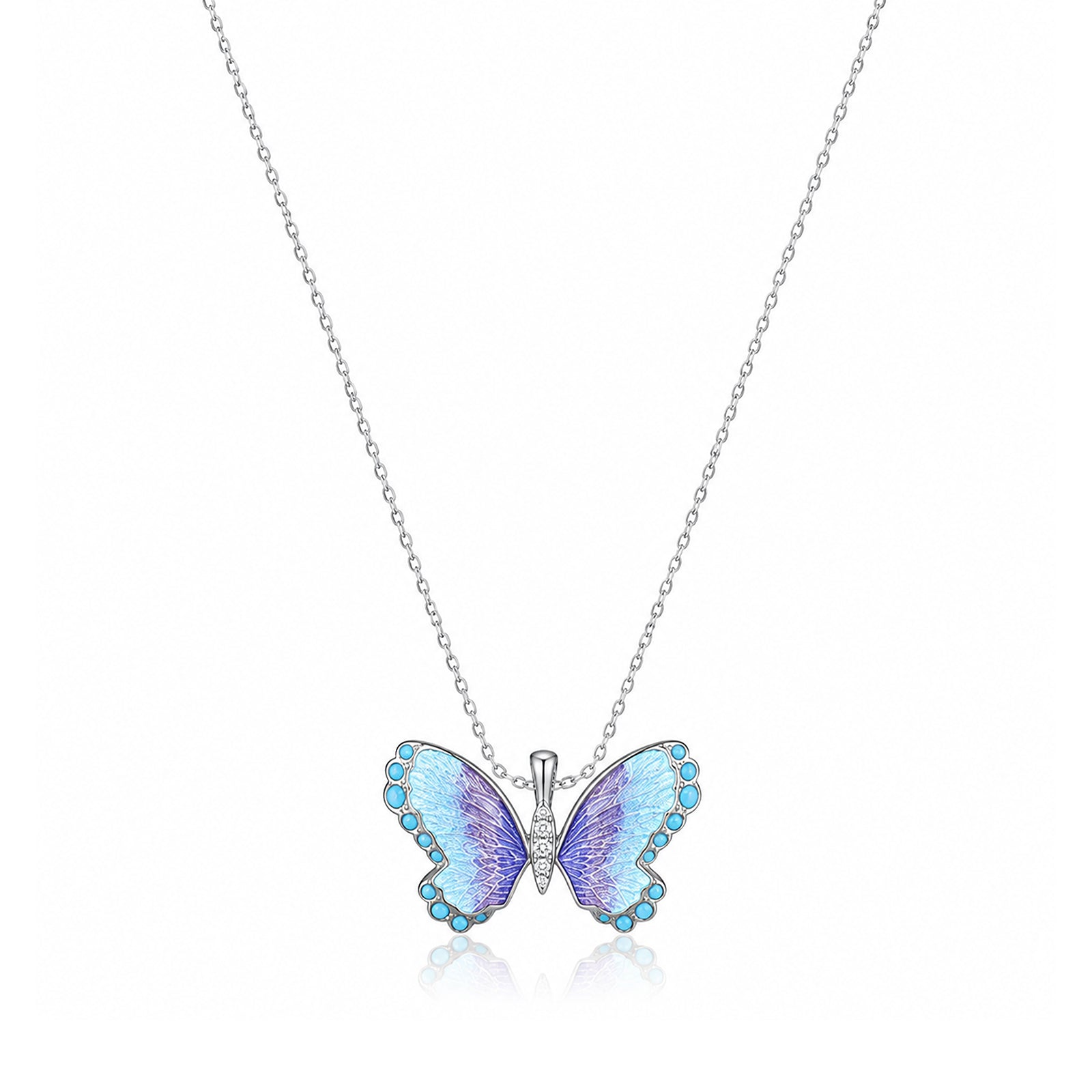 Dreamy Butterfly Lavender Wings 925 Sterling Silver Chain Pendant for Women