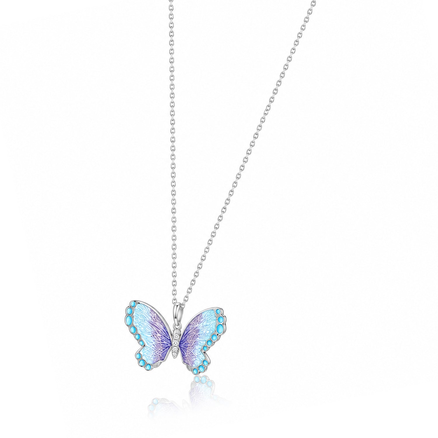 Dreamy Butterfly Lavender Wings 925 Sterling Silver Chain Pendant for Women