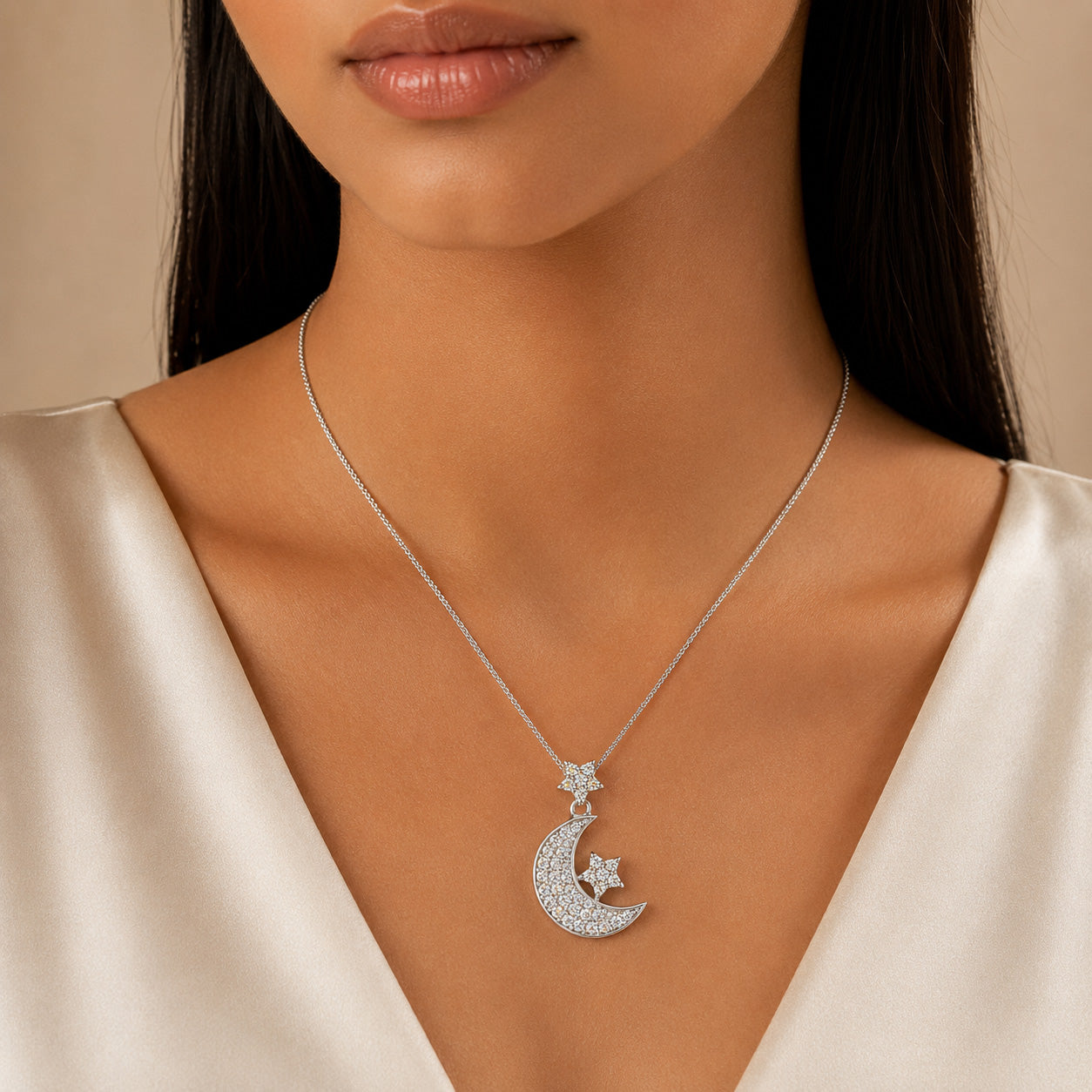 Dreamy Night 925 Sterling Silver Celestial Pendant