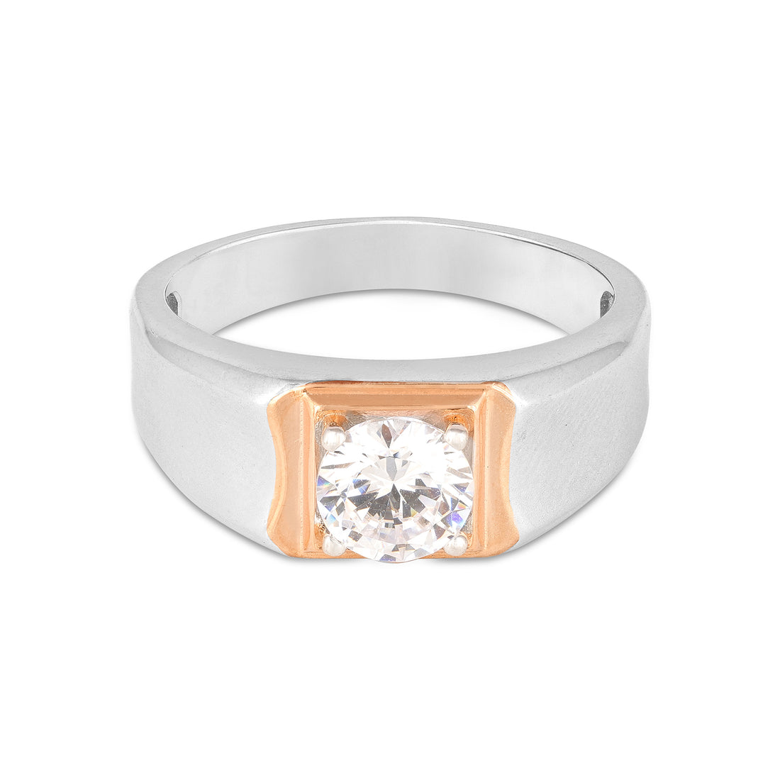 Dual-Tone Crest Silver Ring