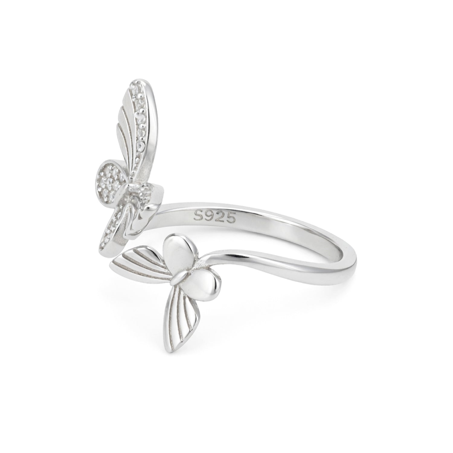 Dual Butterfly Glow 925 Sterling Silver Rings for women