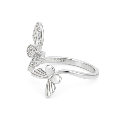 Dual Butterfly Glow 925 Sterling Silver Rings for women