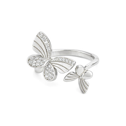Dual Butterfly Glow 925 Sterling Silver Rings for women