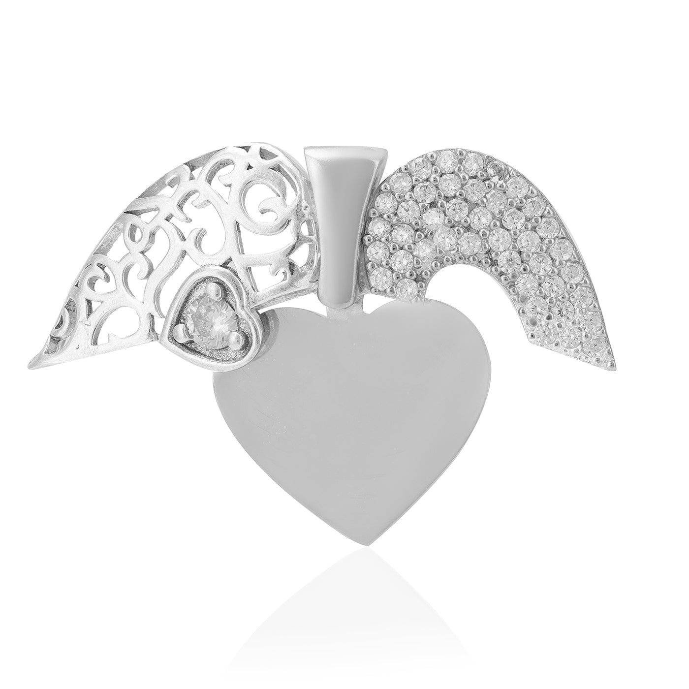Dual Love Accent Heart 925 Sterling Silver Pendant for Women