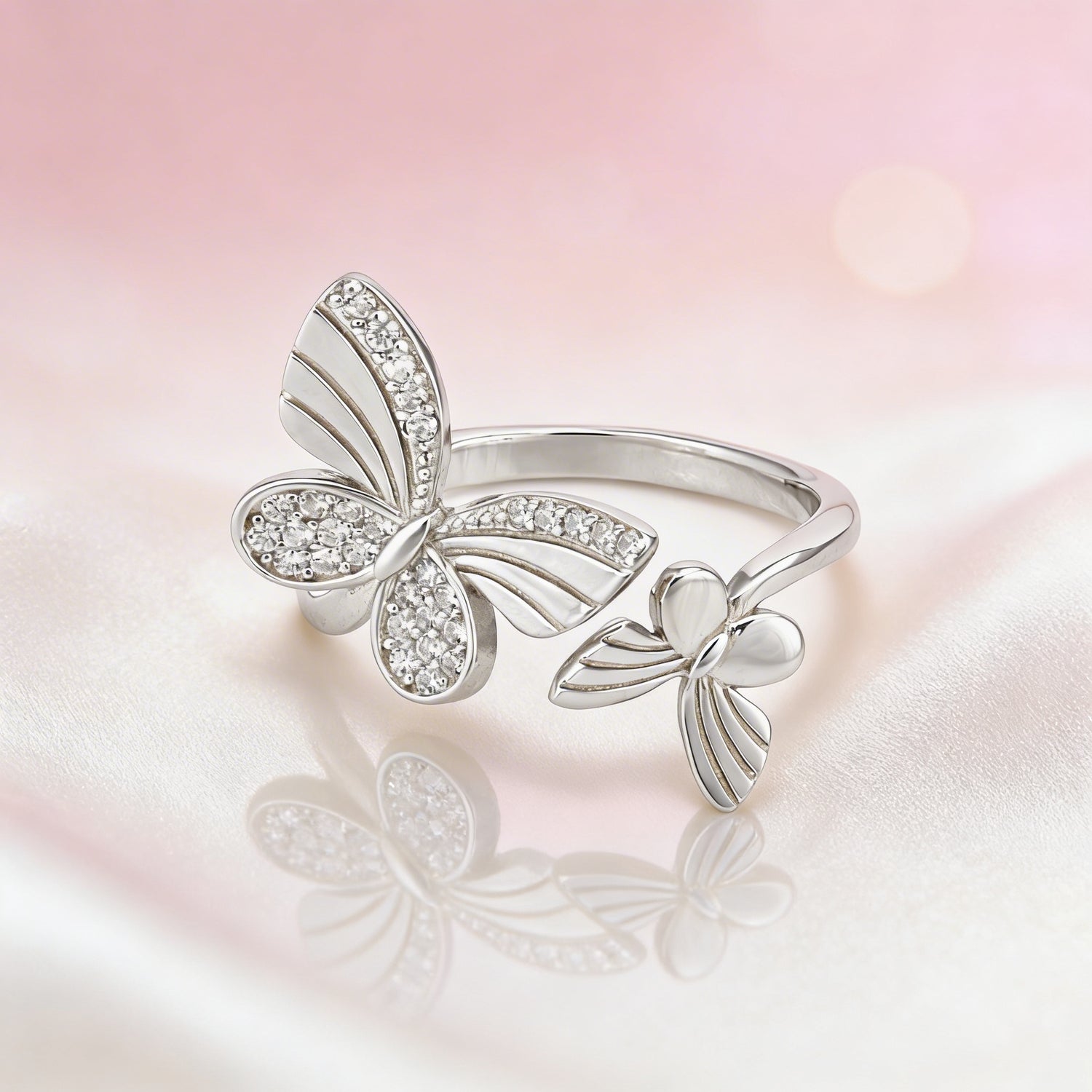 Dual Butterfly Glow 925 Sterling Silver Rings for women