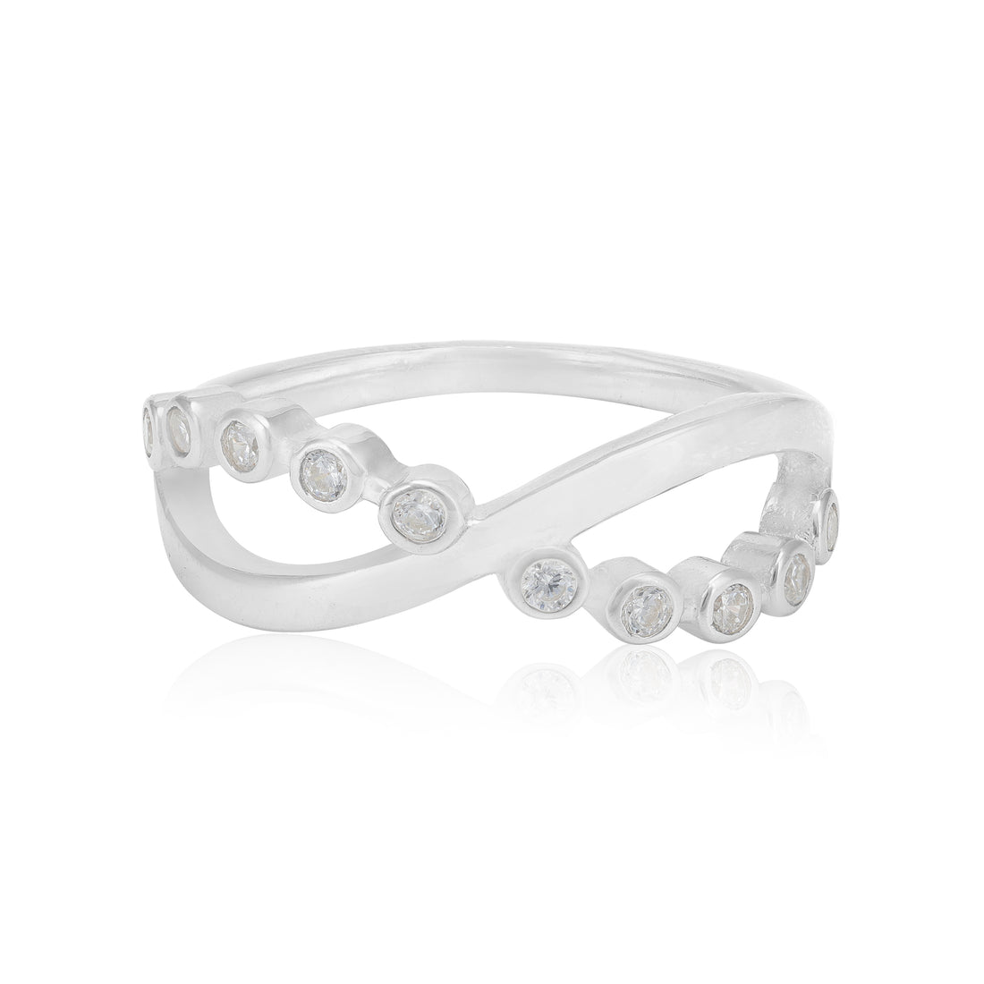 Dual Essence Rhodium Plated Infinity Ring