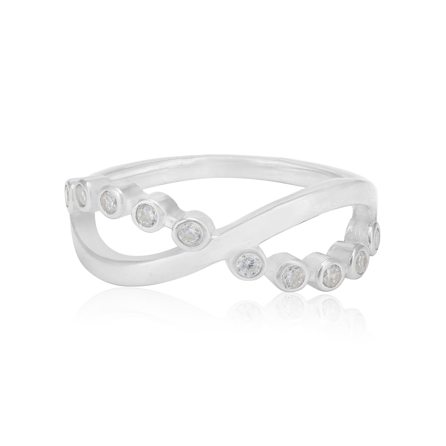 Dual Essence Rhodium Plated Infinity Ring