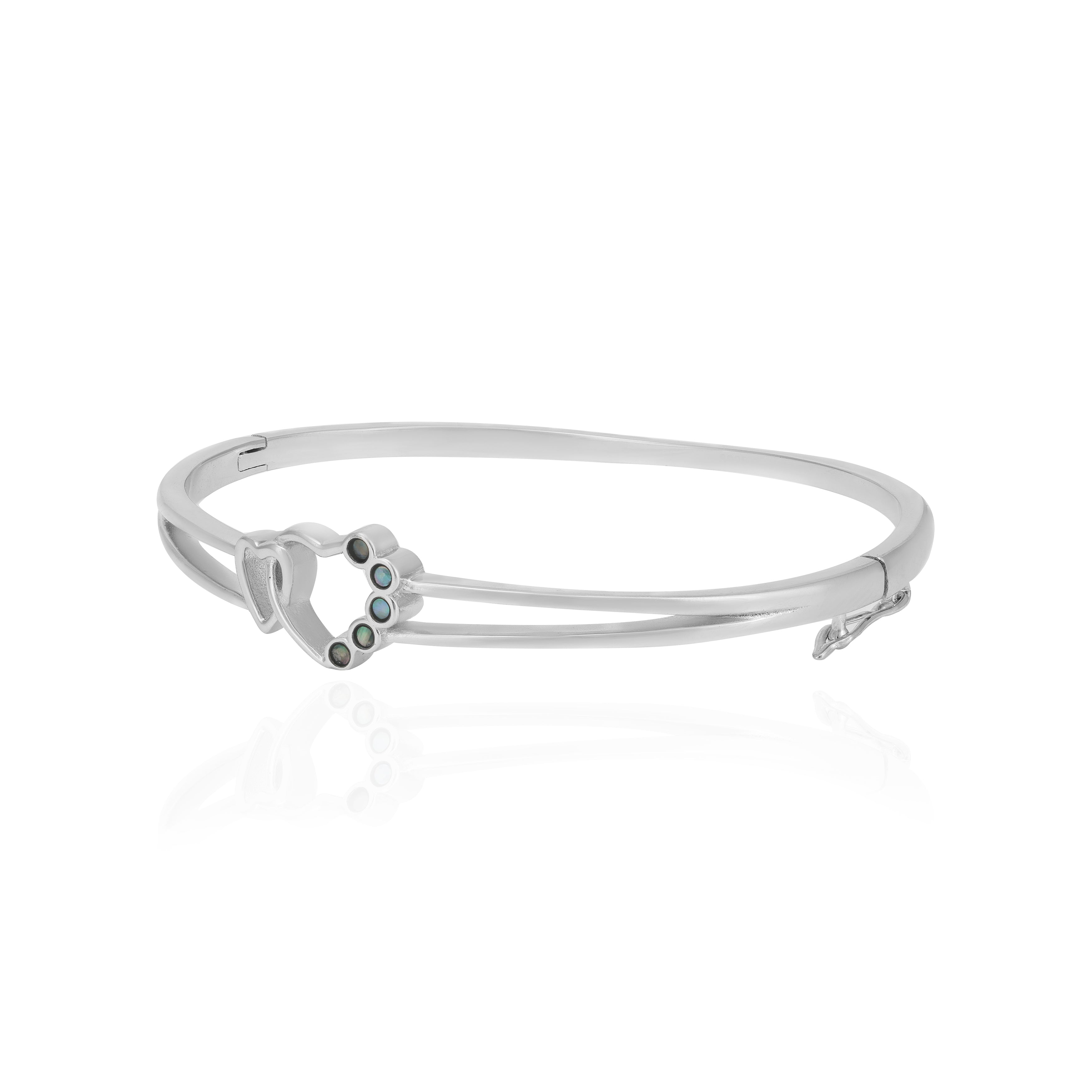 Dual Hearts Rhodium 925 Mother Of Pearl Kada