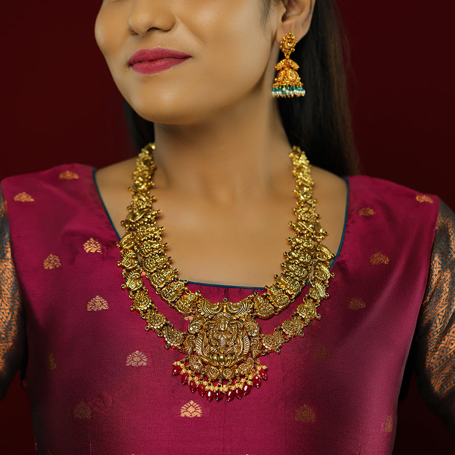 Dual Layered Divine Lakshmi 925 Gold Plated Haram