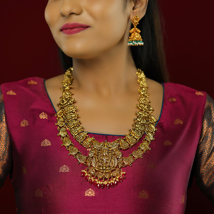Dual Layered Divine Lakshmi 925 Gold Plated Haram
