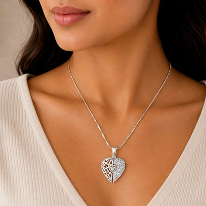 Dual Love Accent Heart 925Sterling Silver Pendant for Women