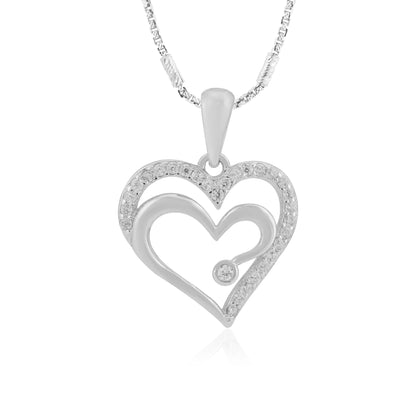 Dual Love Heart 925 Rhodium Pendants