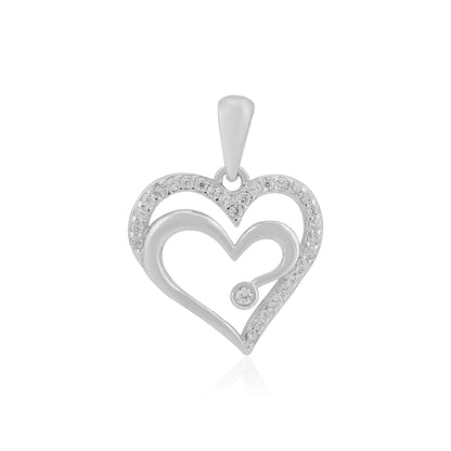 Dual Love Heart Rhodium Pendants