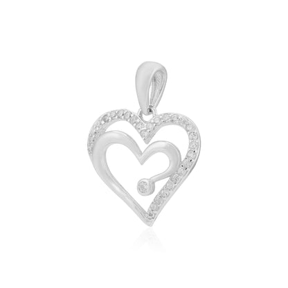 Dual Love Heart Rhodium Plated Pendants