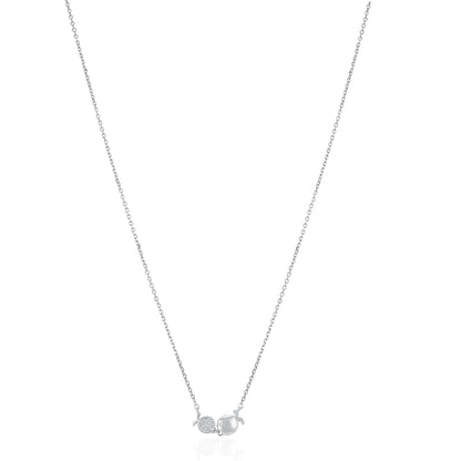 Dual Pomegranate Sparkle White Stone 925 Sterling Silver Chain Pendant for Women