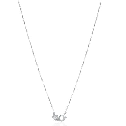 Dual Pomegranate Sparkle White Stone 925 Sterling Silver Chain Pendant for Women