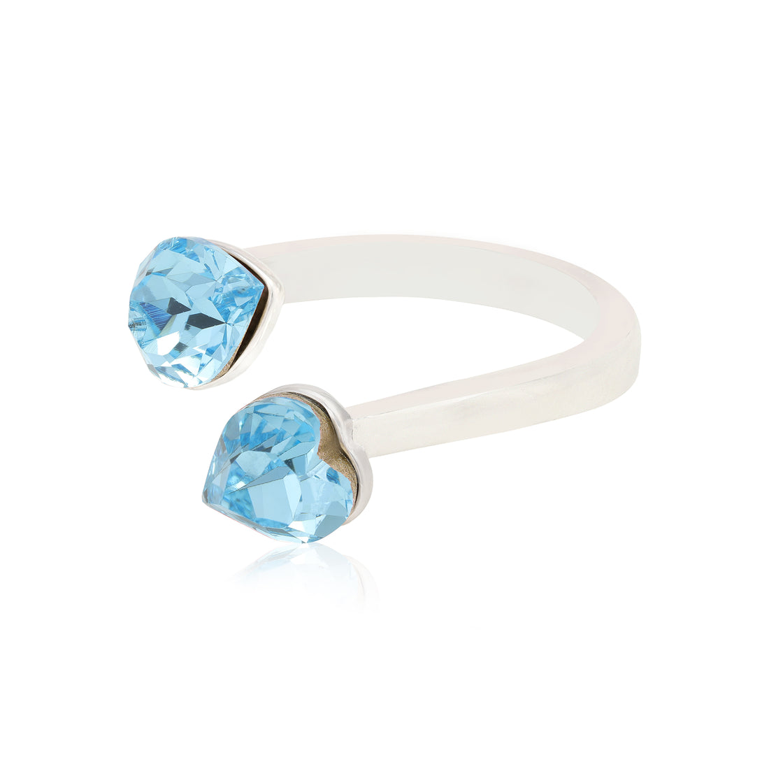 Dual Rhodium 925 Blue Heart Edges Rings