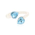 Dual Rhodium Plated Blue Heart Edges Rings