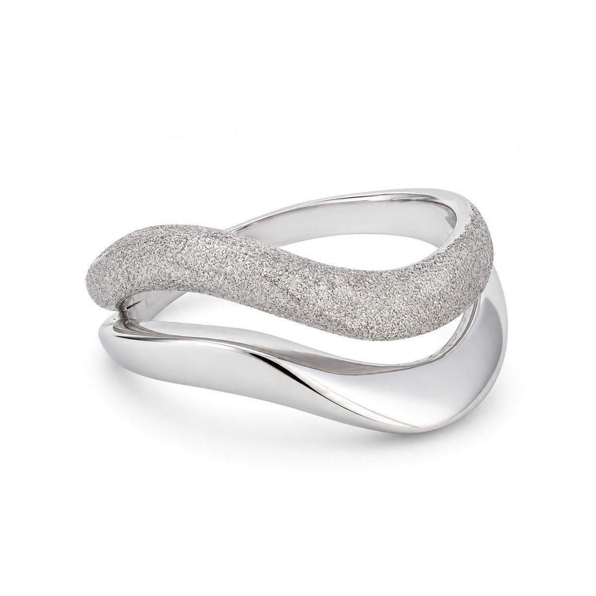 Dual Texture Wavy Statement Band Ring