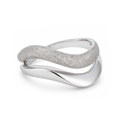 Dual Texture Wavy Statement Band Ring