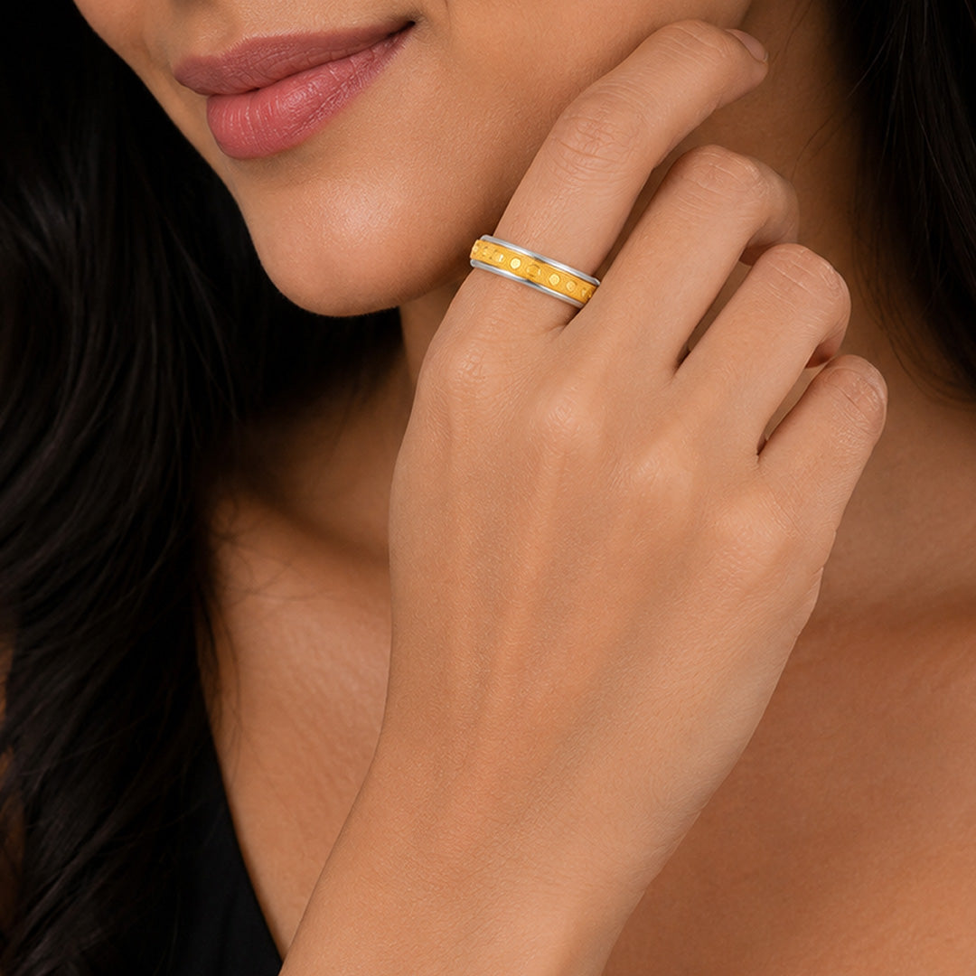 Dual Tone 925 Sterling Silver Spinner Band Ring