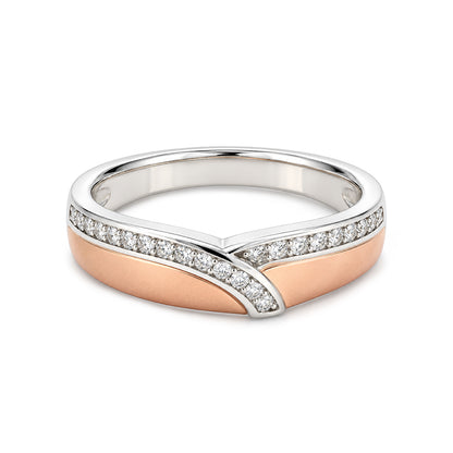 Dual Tone Chevron Wishbone Sterling Silver Ring