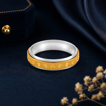 Dual Tone 925 Sterling Silver Spinner Band Ring