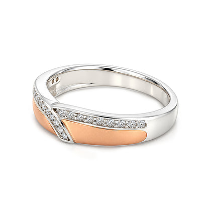 Dual Tone Chevron Wishbone Sterling Silver Ring