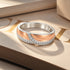 Dual Tone Crossover Band Sterling Silver Ring
