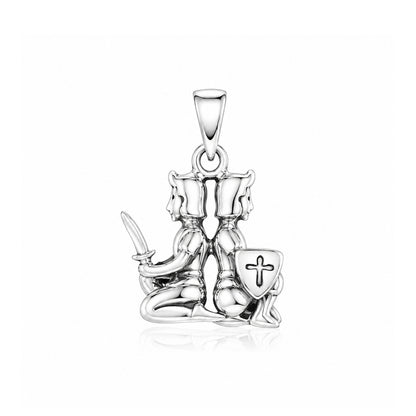 Dual Warrior Guardians 925 Sterling Silver StatementPendant