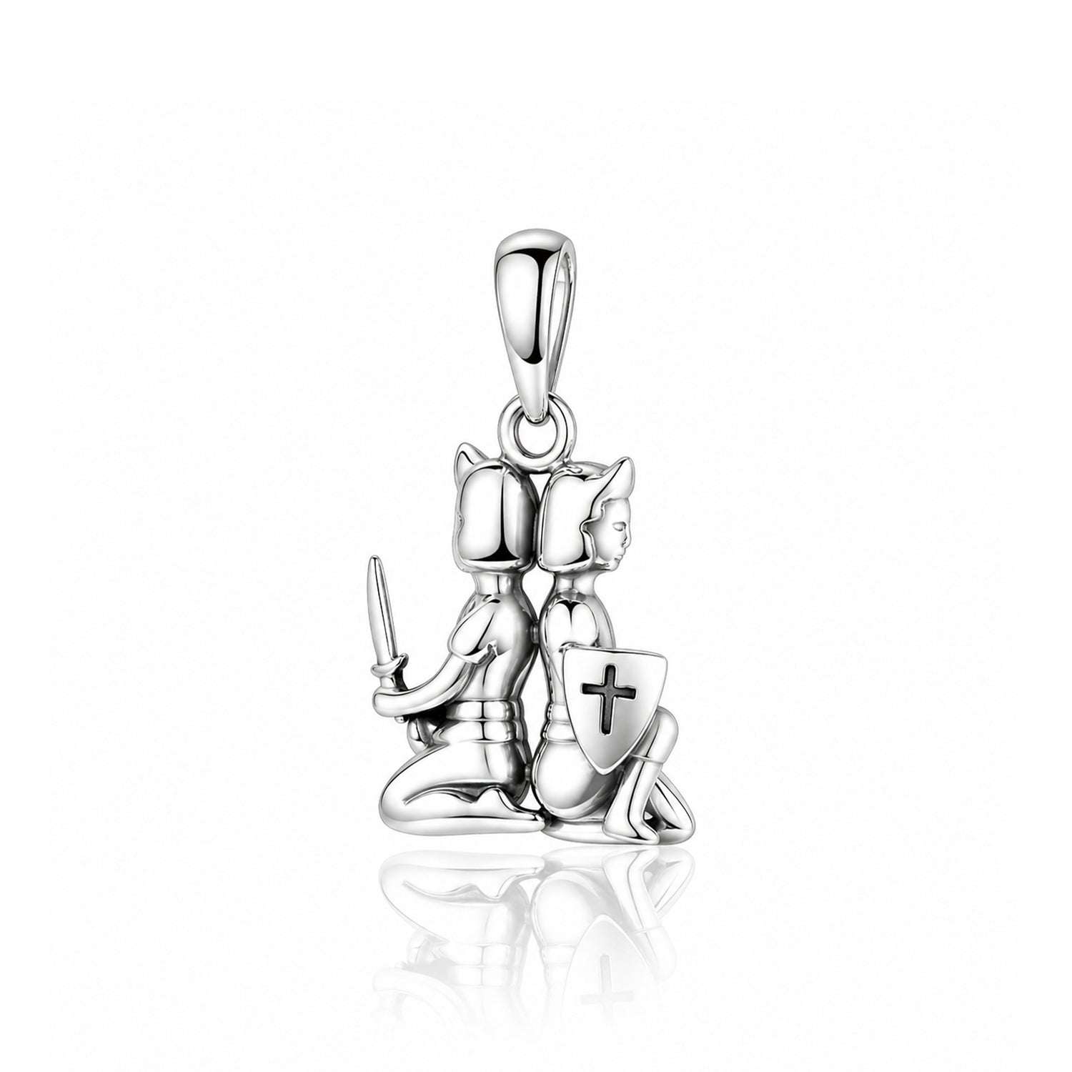 Dual Warrior Guardians 925 Sterling Silver StatementPendant