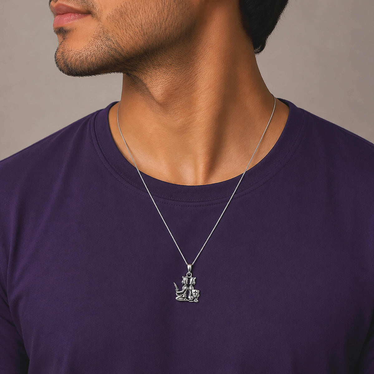 Dual Warrior Guardians 925 Sterling Silver Statement Pendant
