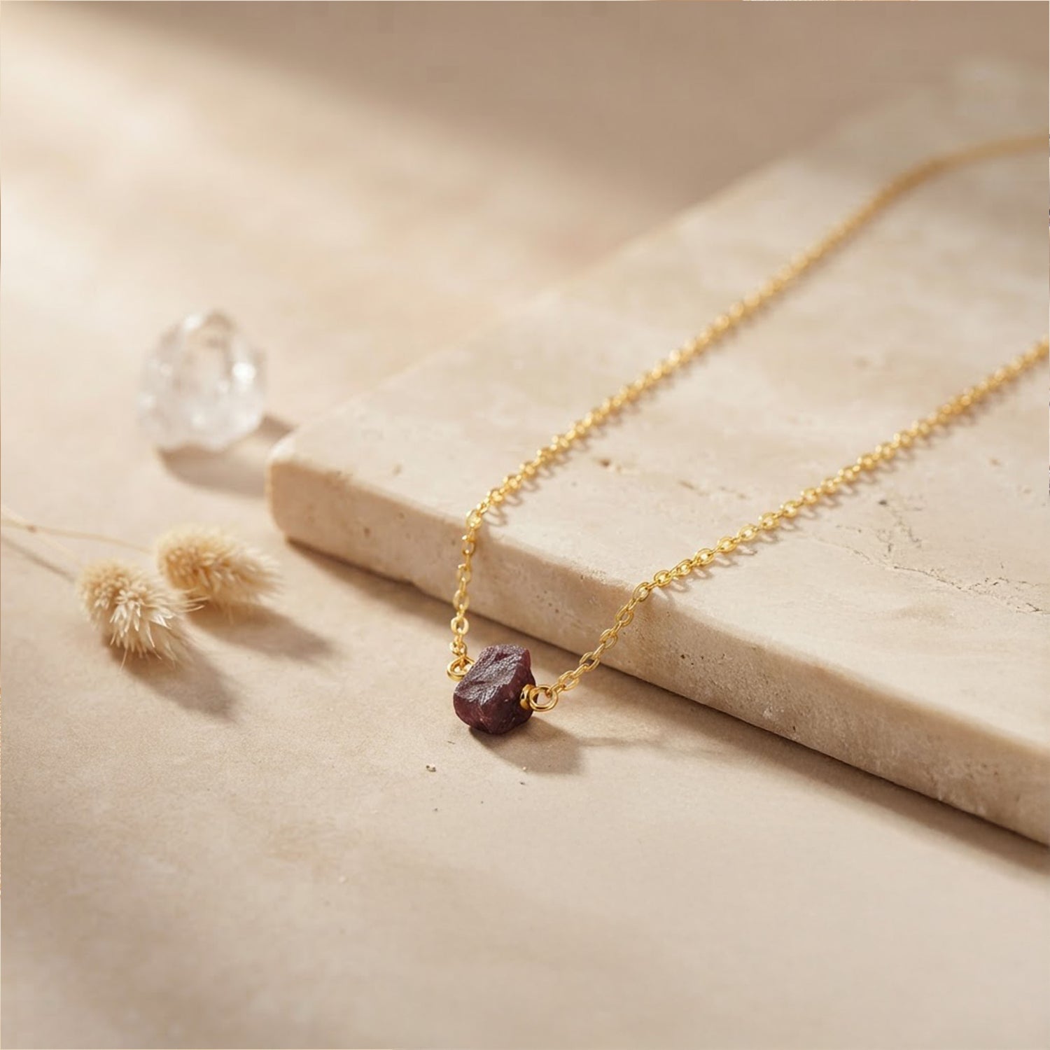 Earthy Amethyst Charm Golden Minimalist Designer Chain Pendant