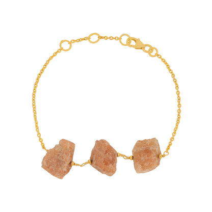 Earthy Peach Stone Trio Golden Artisan Designer Bracelet