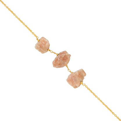 Earthy Peach Stone Trio Golden Artisan Designer Bracelet