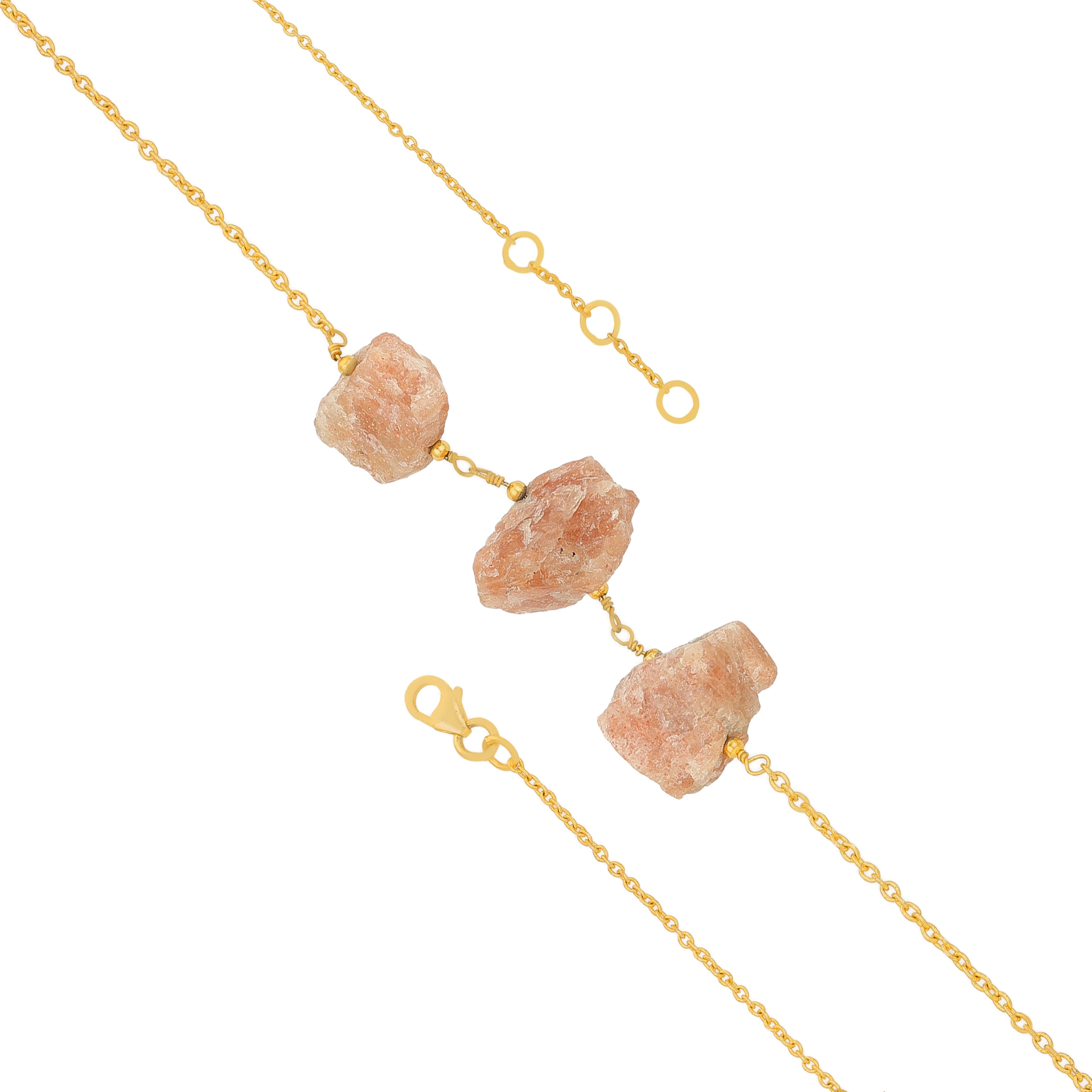Earthy Peach Stone Trio Golden Artisan Designer Bracelet