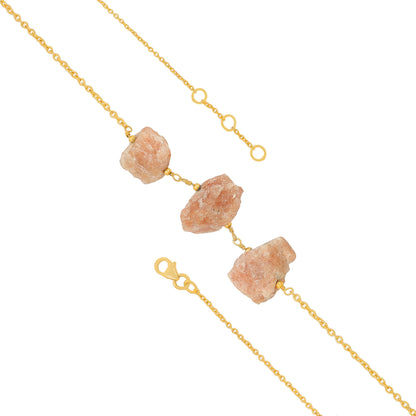 Earthy Peach Stone Trio Golden Artisan Designer Bracelet